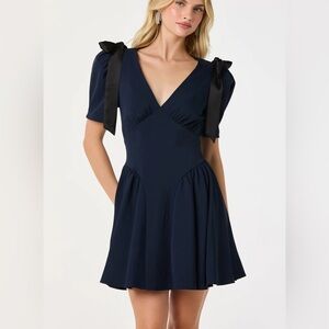 ASTR the label Ciela Bow Mini Dress navy S